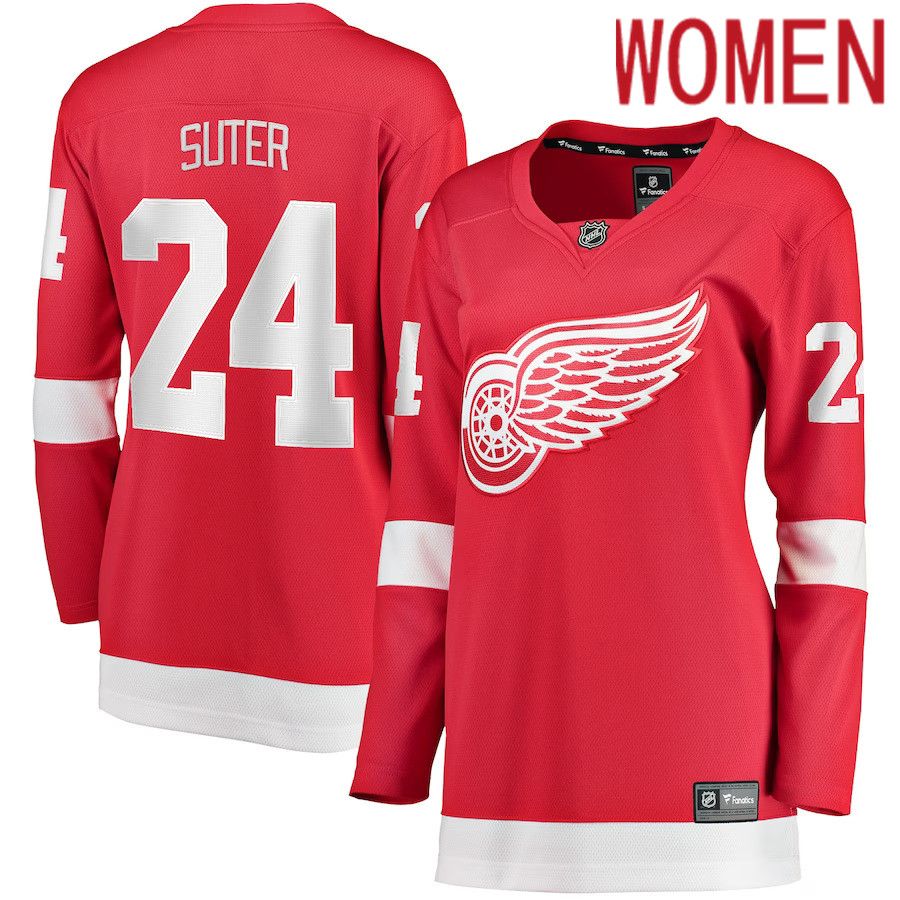 Women Detroit Red Wings 24 Pius Suter Fanatics Branded Red Home Breakaway Player NHL Jersey